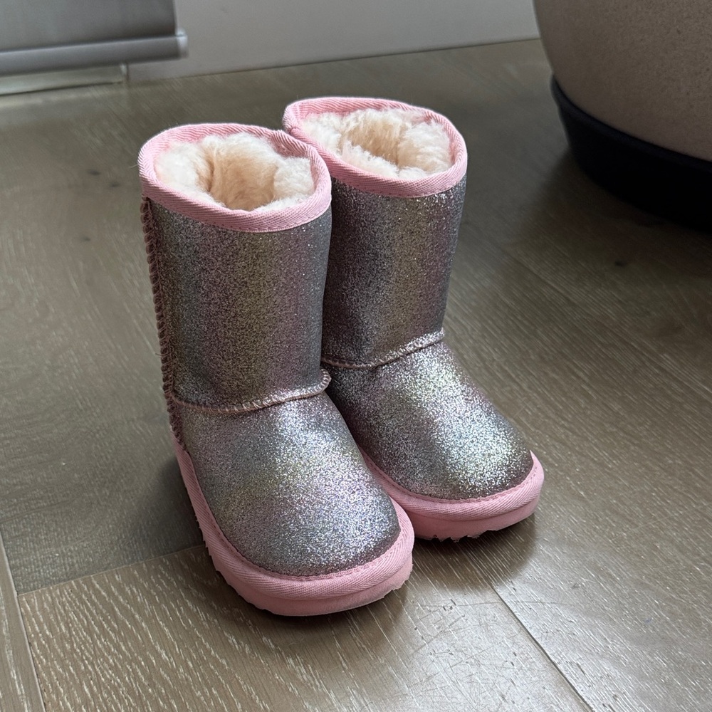 Kids Uggs Sparkly Pink and Silver Rainbow Boots